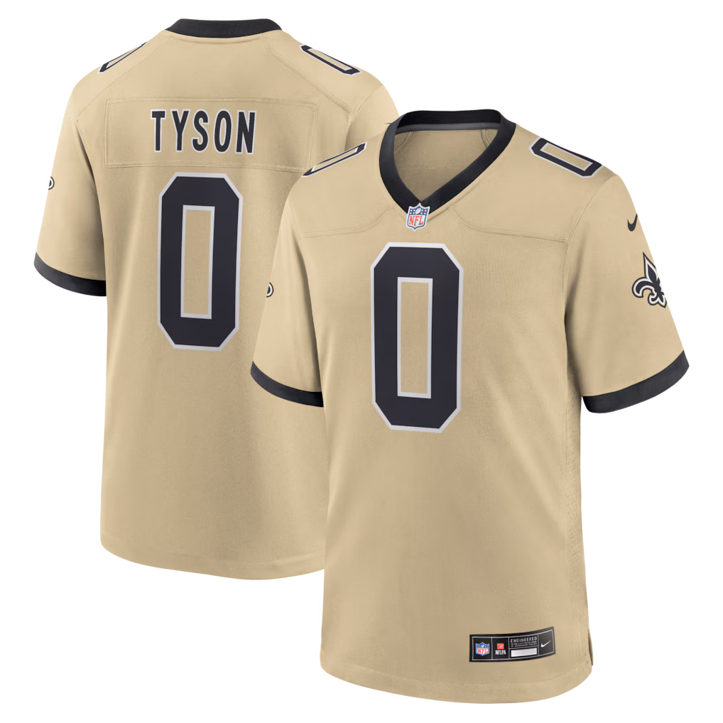 Men's New Orleans Saints Jordyn Tyson Nike Gold 2026 NFL Draft First Round Pick No. 8 Alternate Jersey