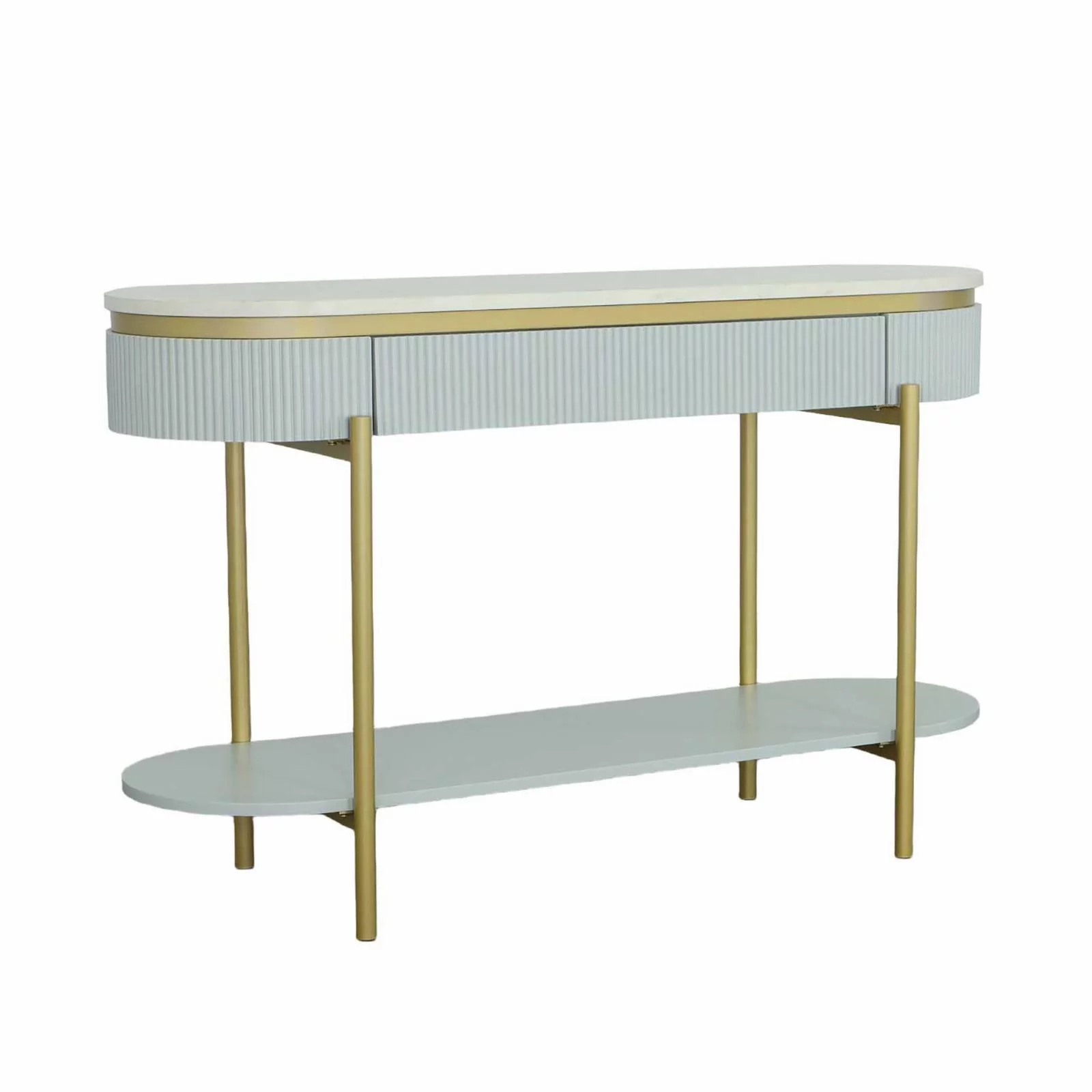 Progressive Furniture Deco District Sofa/Console Table in White/Marble/Gold - Curated Treasures Market