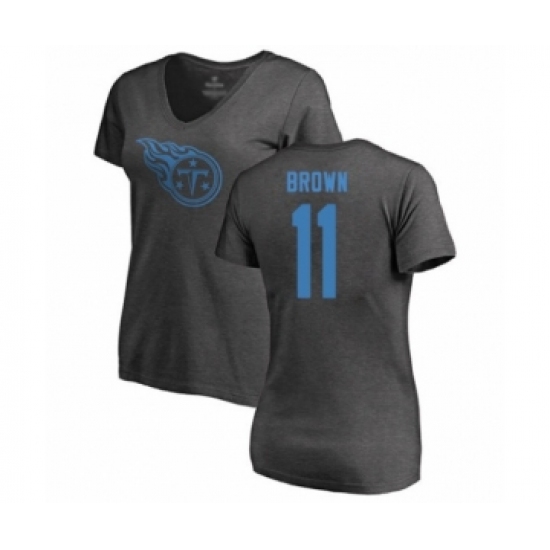 Football Women's Tennessee Titans #11 A.J. Brown Ash One Color T-Shirt