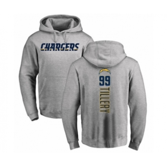Football Los Angeles Chargers #99 Jerry Tillery Ash Backer Pullover Hoodie