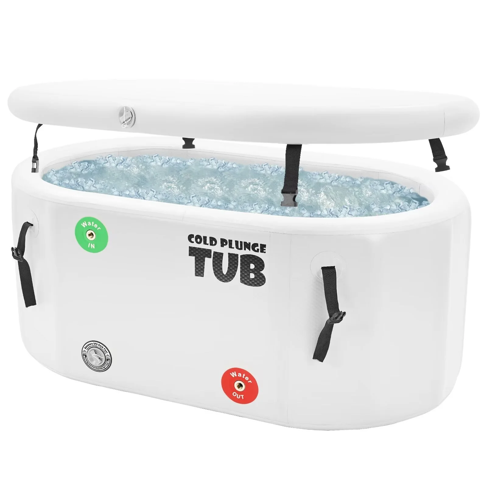 MOPHOTO Oversized Ice Bath Tub 211 Gal, Inflatable Rectangle Ice Bath Cold Plunge Tub, Freestanding Soaking Tub, PVC Insulated Lid, Hand Pump and Repair Kit Included, Water Chiller Compatible - Curated Treasures Market