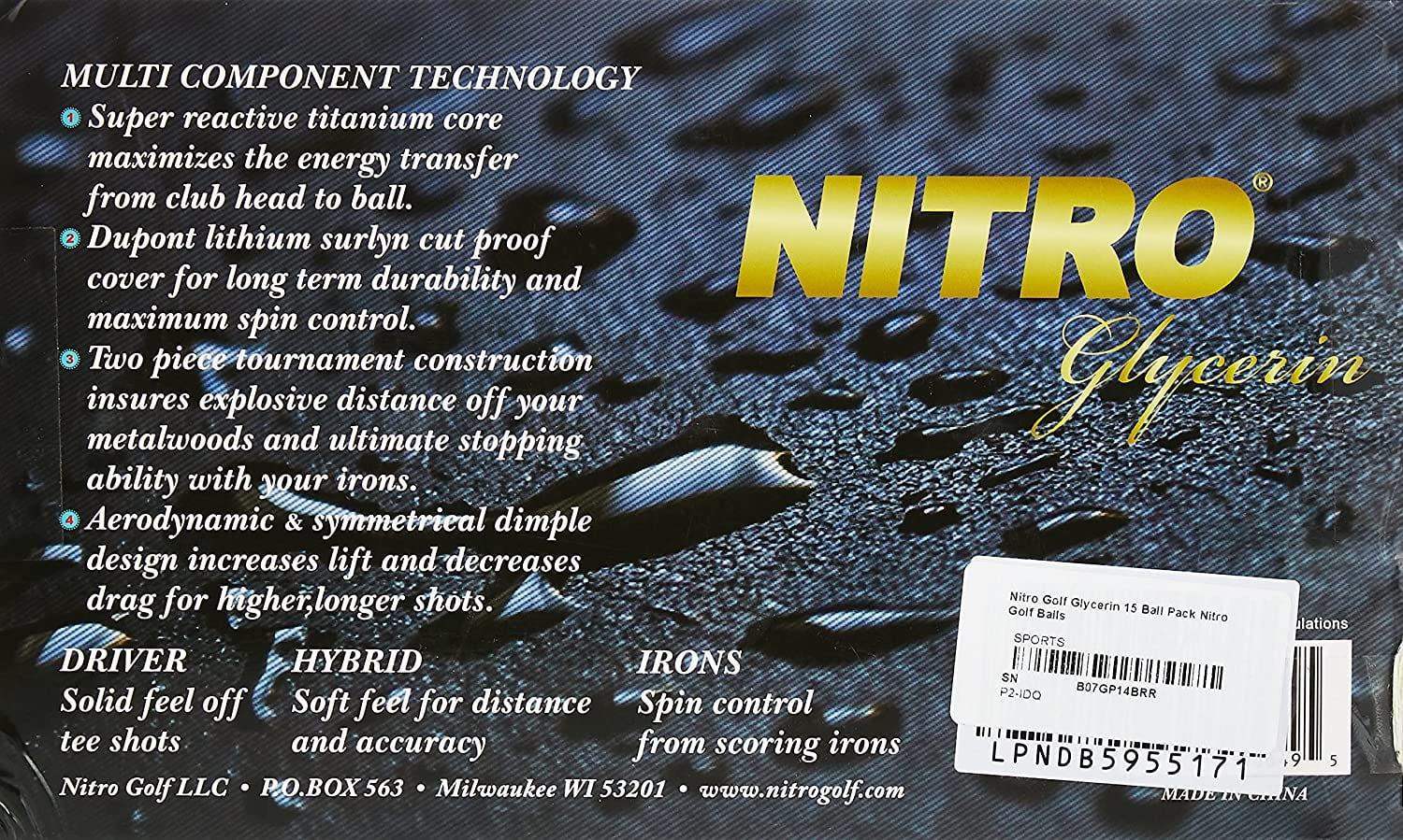 Nitro Golf Golf Balls, Assorted Colors, 15 Pack