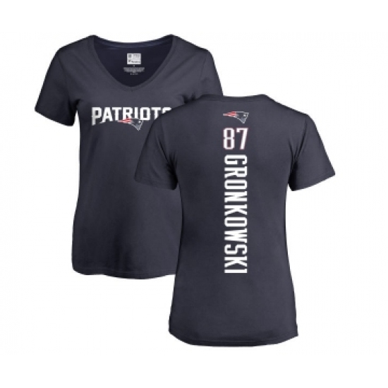 Football Women's New England Patriots #87 Rob Gronkowski Navy Blue Backer T-Shirt