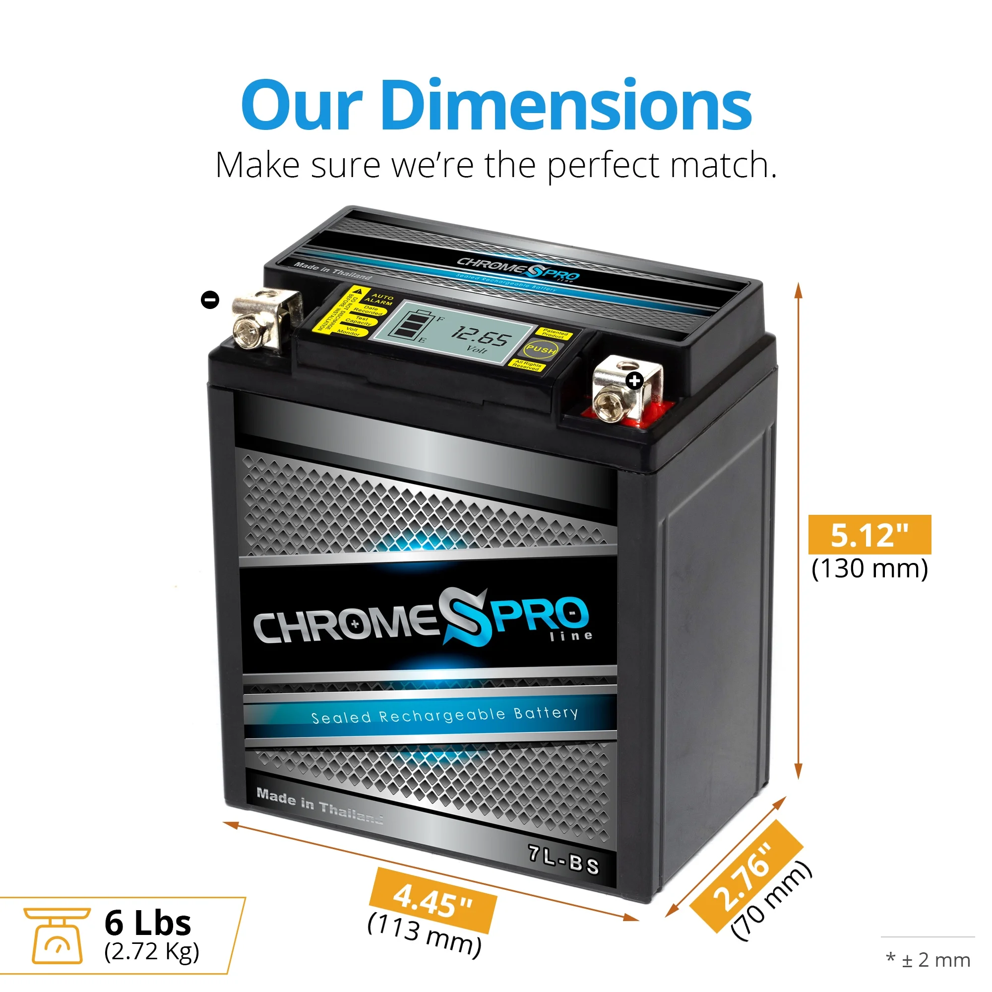 Chrome Pro Battery Ytx7L-Bs High Performance - Maintenance Free - Sealed Igel Motorcycle Battery