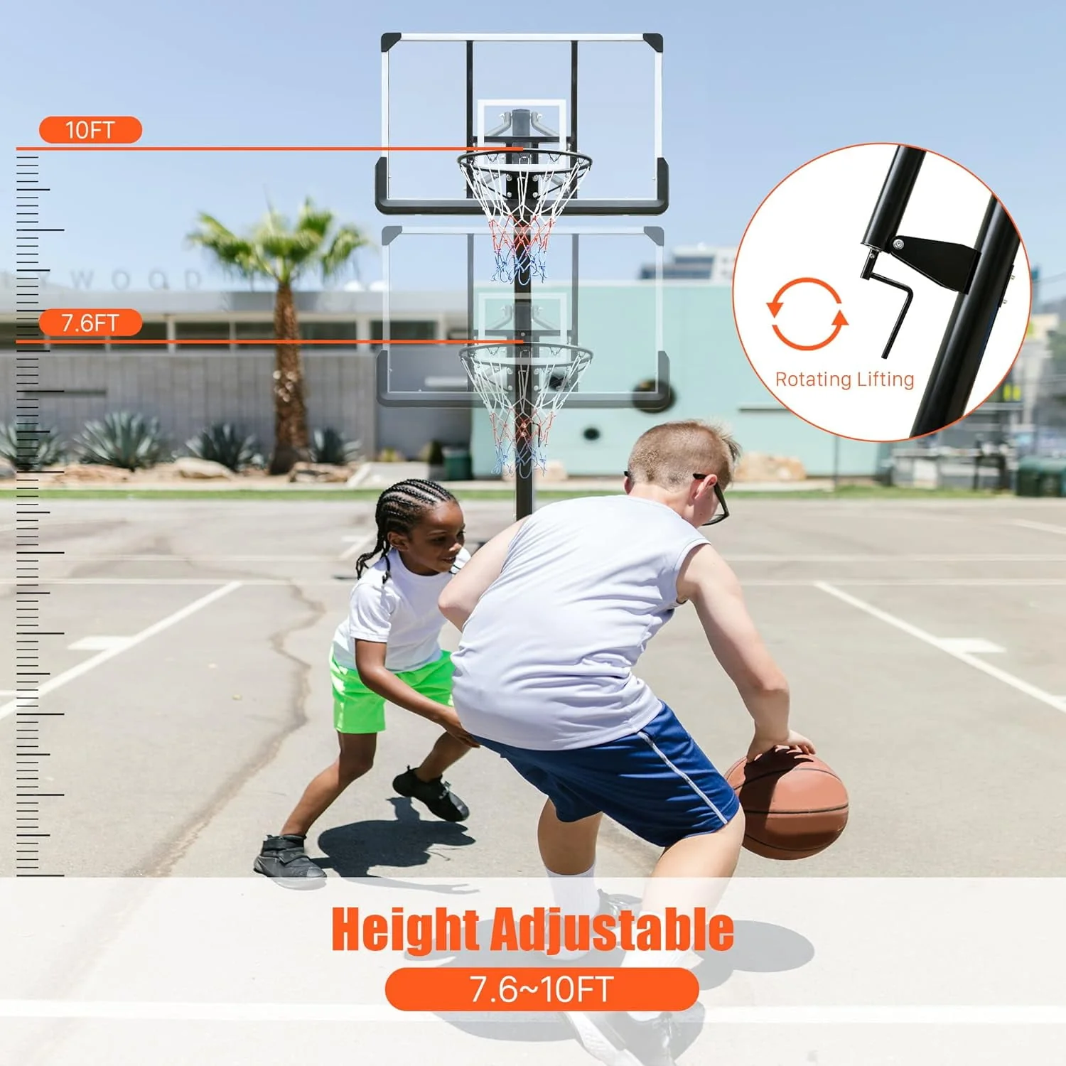 Westice Basketball Hoop, Adjustable Basketball Goal System with Height Adjustable, 28in Backboard & Wheels for Youth Adult at Indoor Outdoor