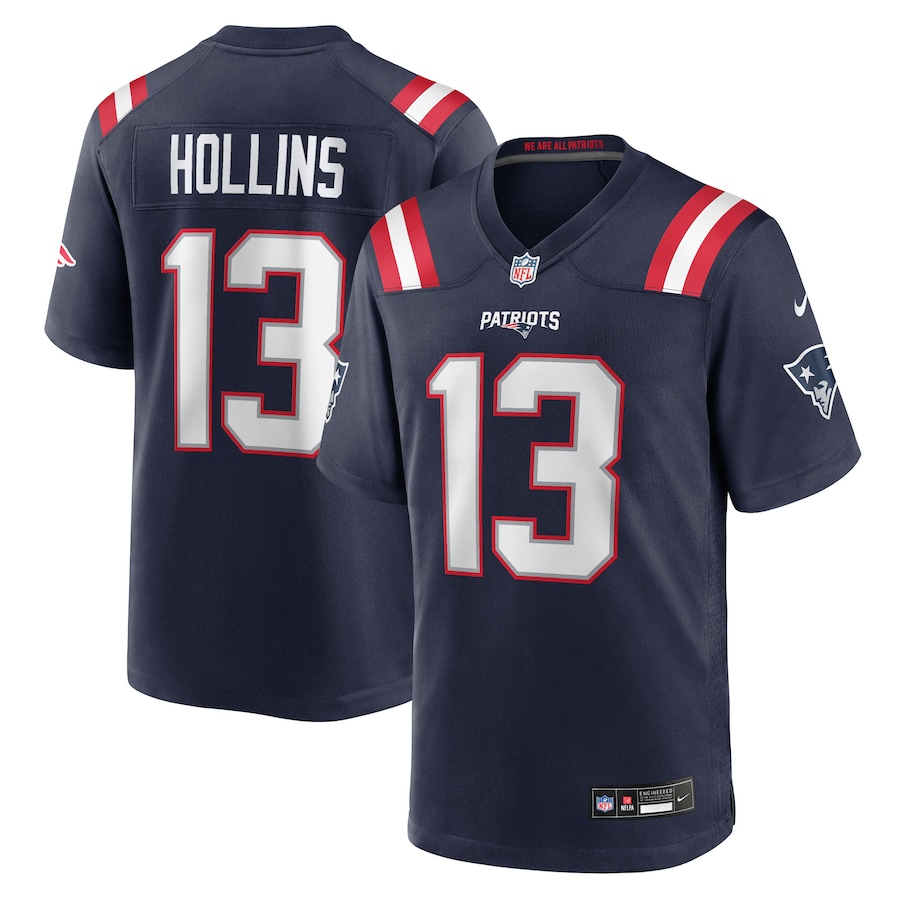 Men's New England Patriots Mack Hollins Nike Navy Team Game Jersey