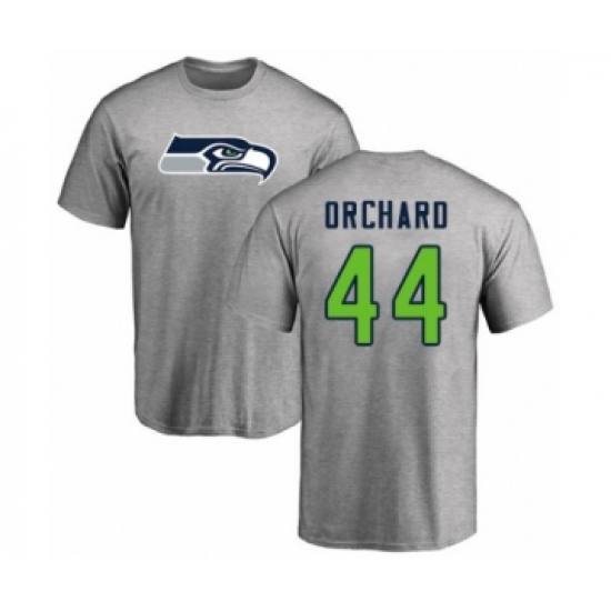 Football Seattle Seahawks #44 Nate Orchard Ash Name & Number Logo T-Shirt