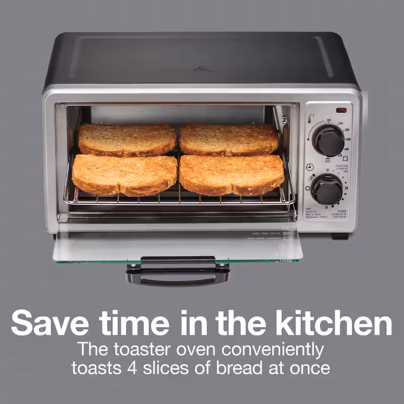 1100-Watt 4-Slice Black Toaster Oven Broiler
