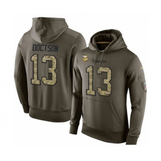 Football Men's Minnesota Vikings #13 Josh Doctson Green Salute To Service Pullover Hoodie