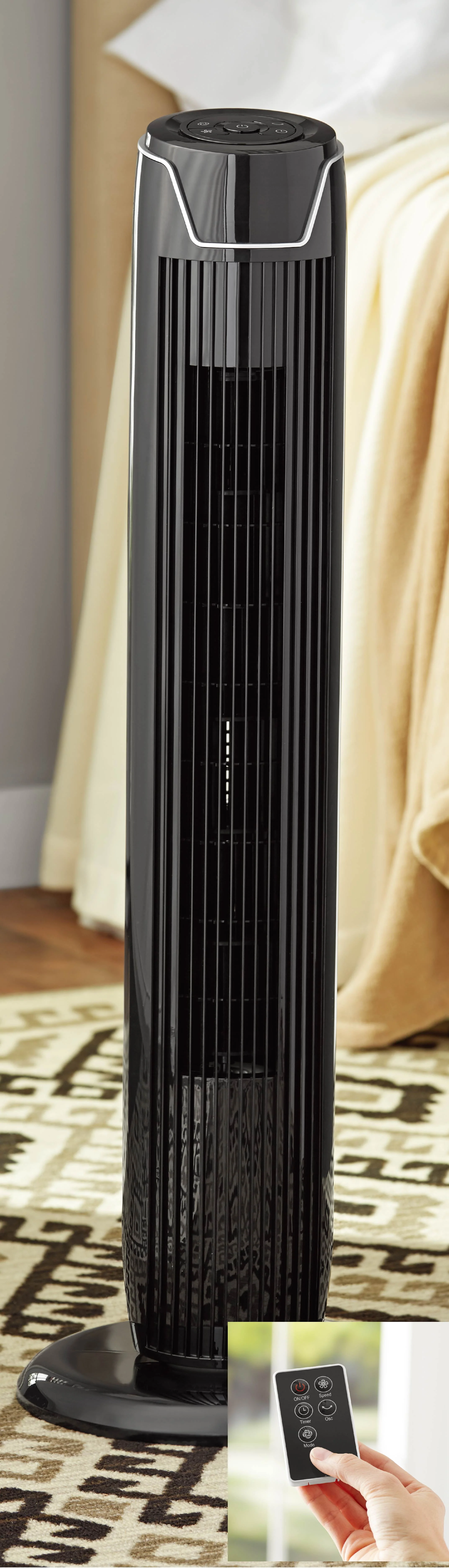 Mainstays 36 Tall 3-Speed Oscillating Tower Fan, FZ10-19JR, New, Black
