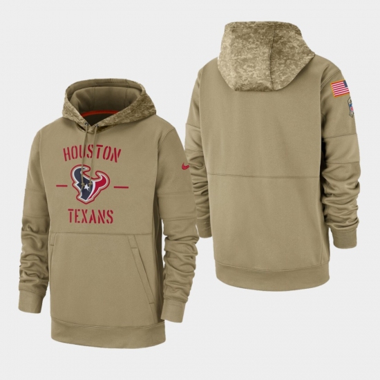 Men's Houston Texans Tan 2019 Salute to Service Sideline Therma Pullover Hoodie