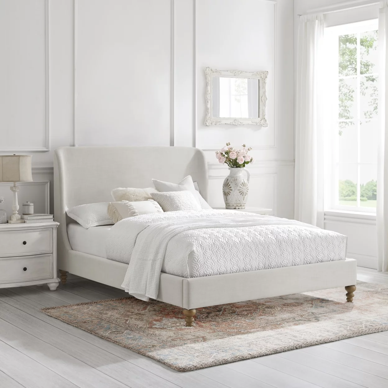 Rosalyn Bed-Wingback-Upholstered-Slats Included - Curated Treasures Market