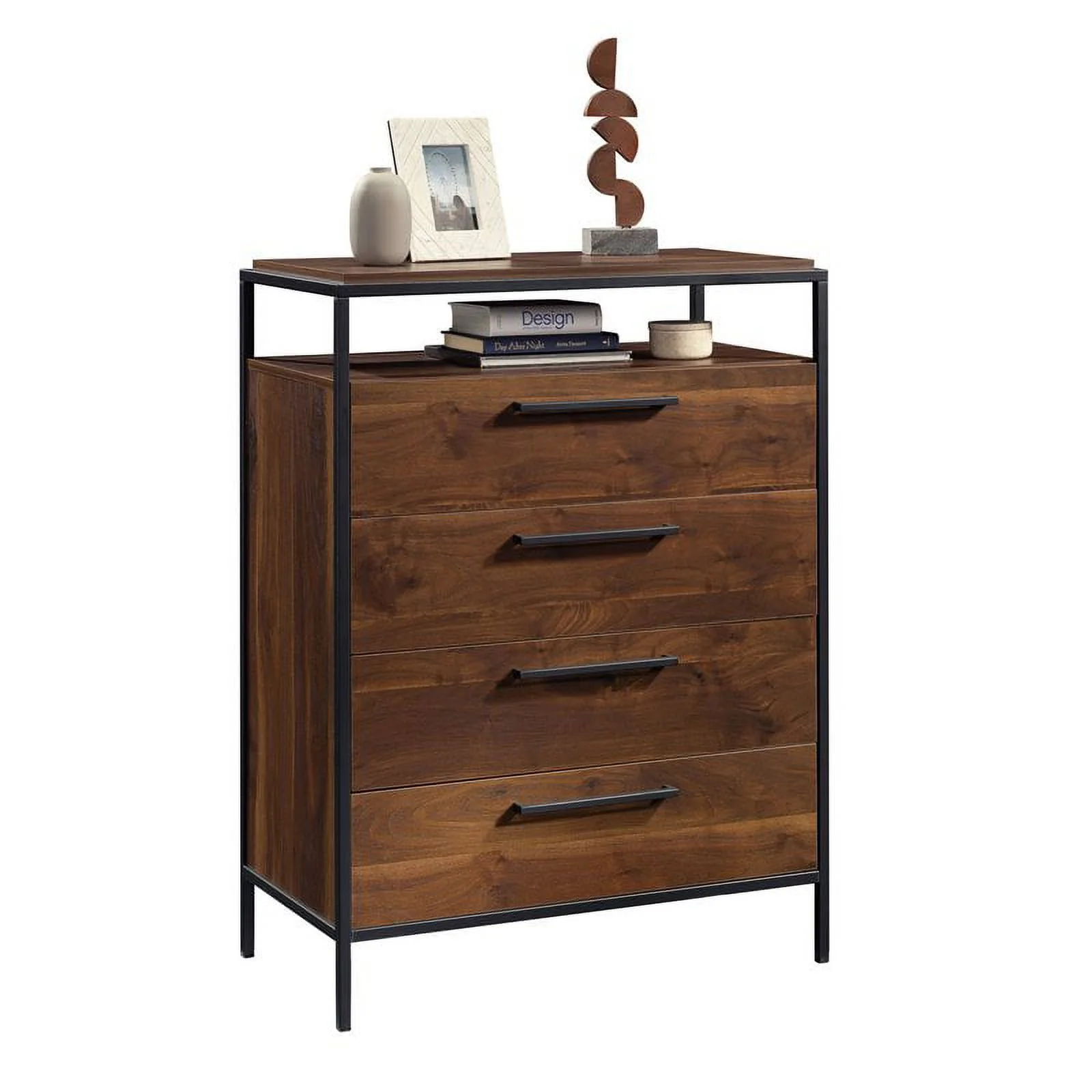 Pemberly Row Mid-Century Engineered Wood Chest in Grand Walnut