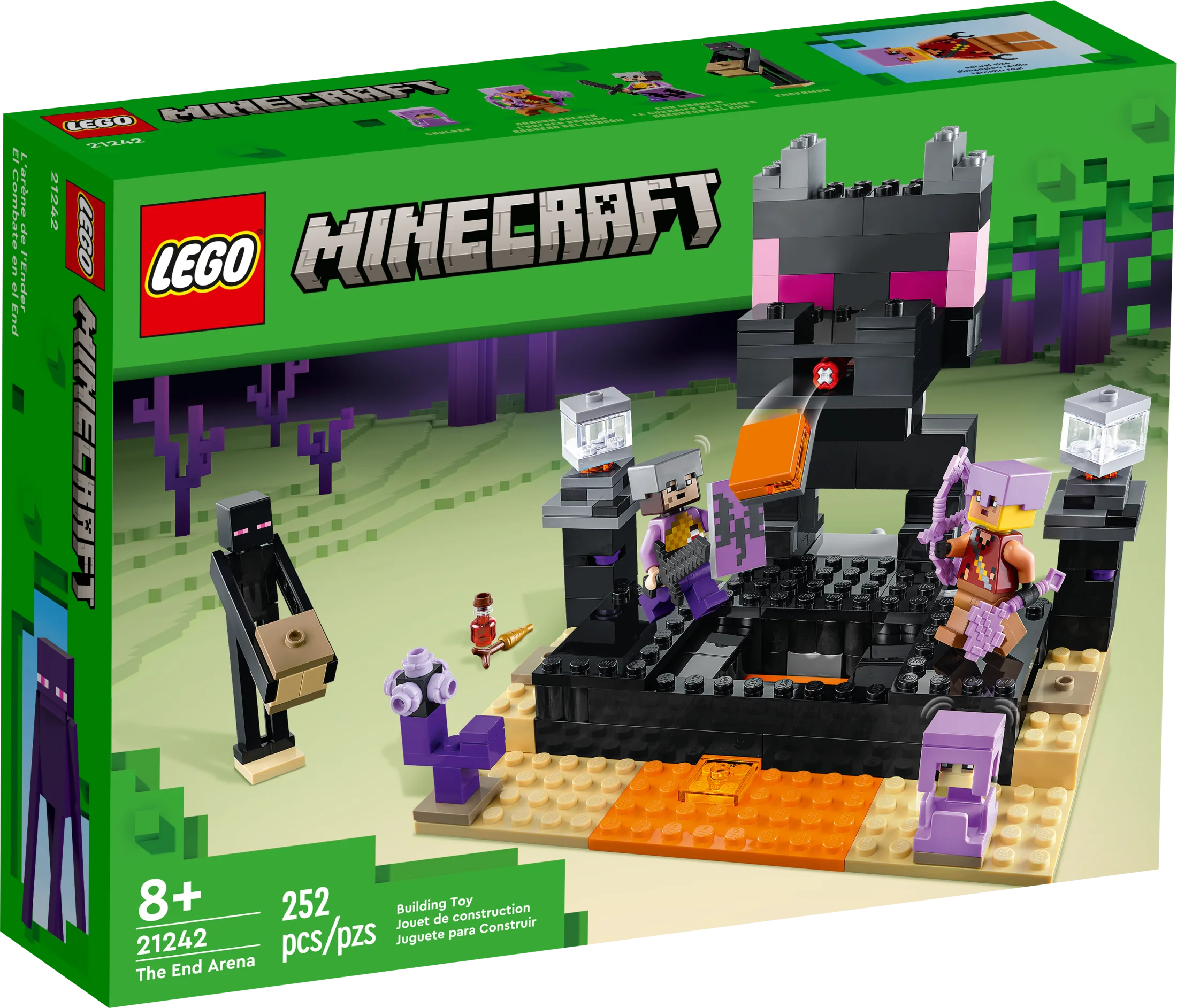 LEGO Minecraft The End Arena, Ender Dragon Battle Set, Multiplayer Set Includes Mobs, Shulker and Enderman, Minecraft Gift and Educational Toy for Kids, Boys and Girls, 21242