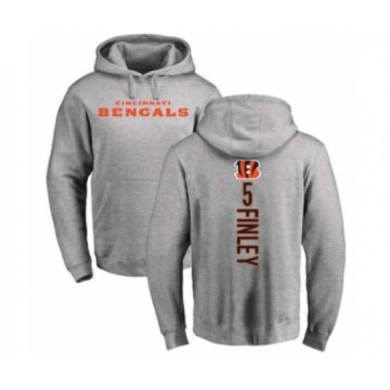 Football Cincinnati Bengals #5 Ryan Finley Ash Backer Pullover Hoodie