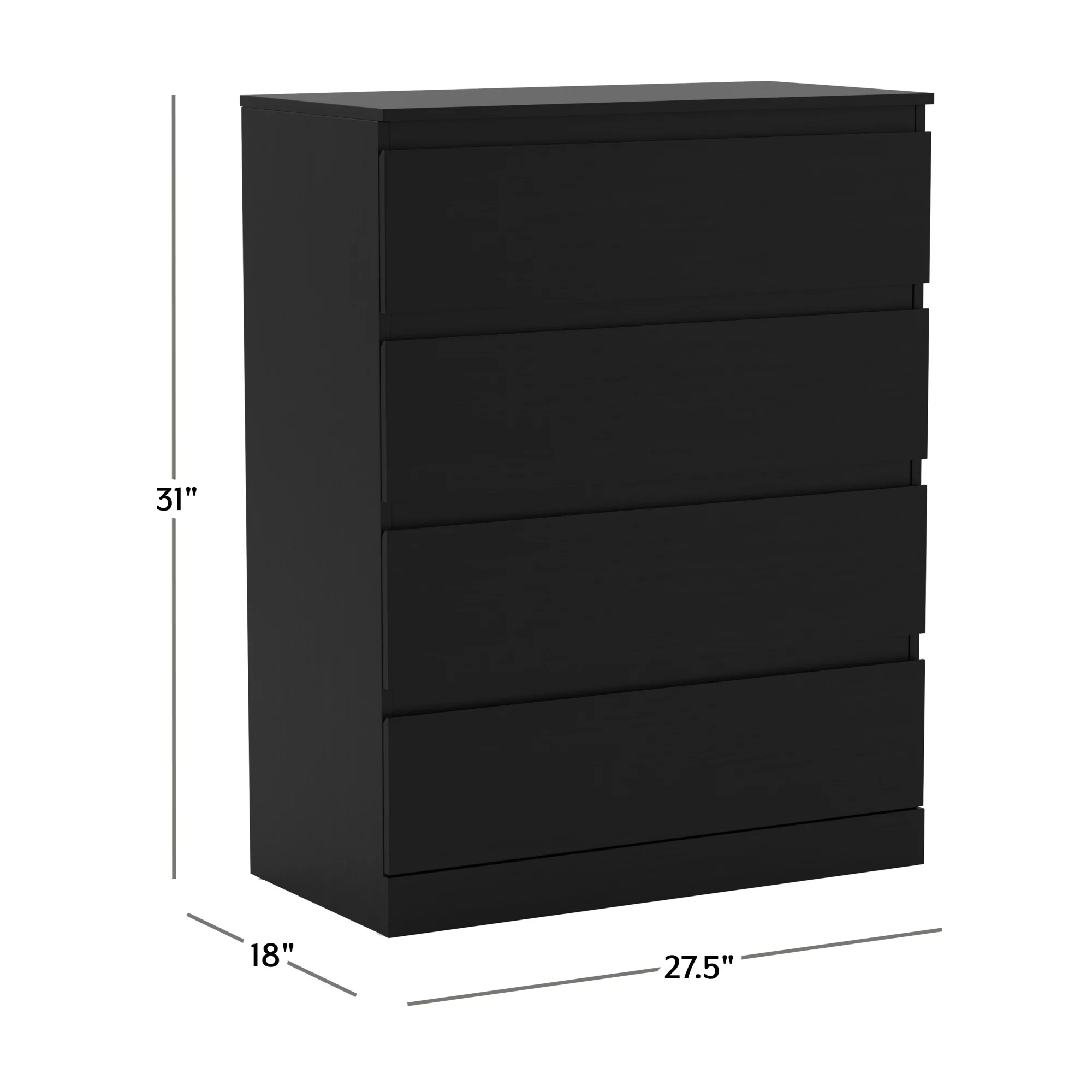 Brindle 4-Drawer Dresser, Black Oak, by Hillsdale Living Essentials - Curated Treasures Market