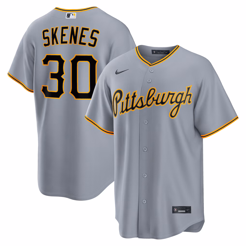 Men's Pittsburgh Pirates Paul Skenes Nike Gray Road Replica Jersey