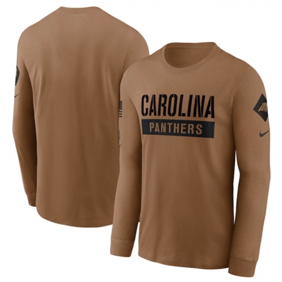 Men's Carolina Panthers 2023 Brown Salute To Service Long Sleeve T Shirt