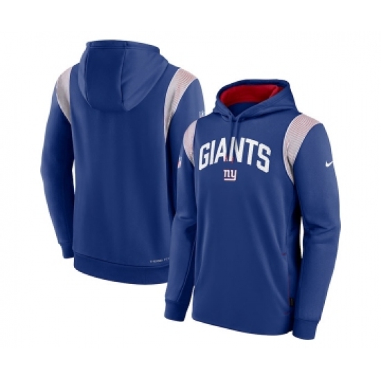 Mens New York Giants Blue Sideline Stack Performance Pullover Hoodie
