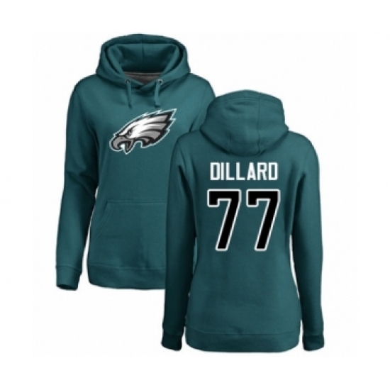 Women's Philadelphia Eagles #77 Andre Dillard Green Name & Number Logo Pullover Hoodie