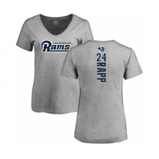 Football Women's Los Angeles Rams #24 Taylor Rapp Ash Backer V-Neck T-Shirt