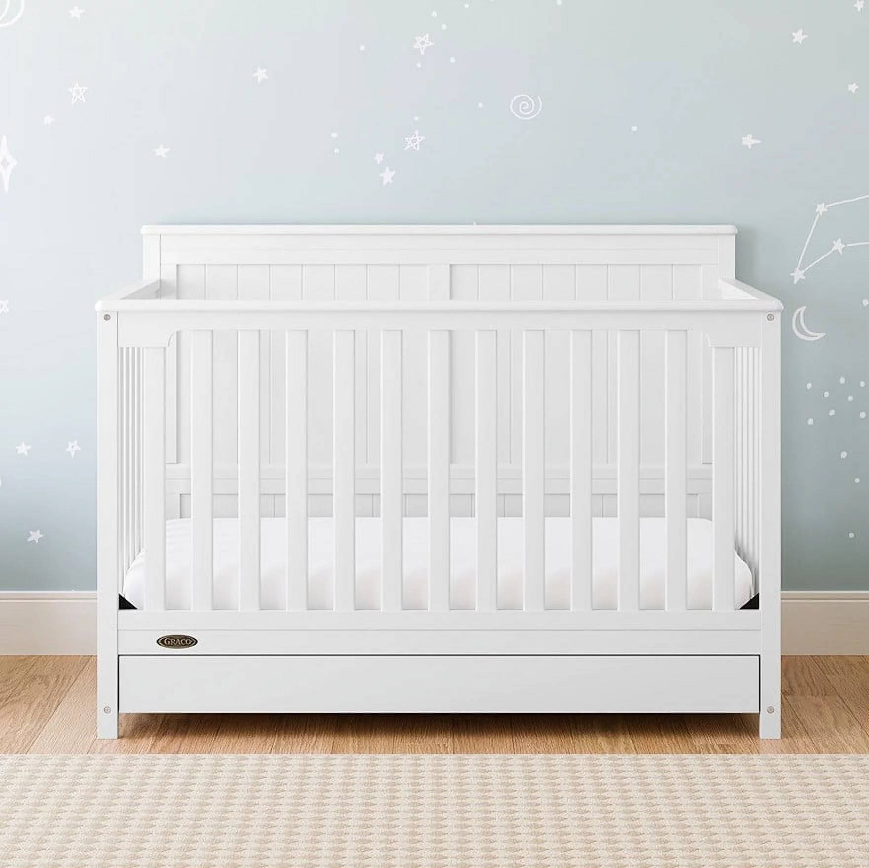 Graco Hadley 5-in-1 Convertible Baby Crib with Drawer, White - Curated Treasures Market