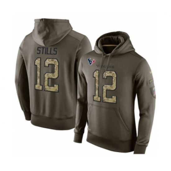 Football Men's Houston Texans #12 Kenny Stills Green Salute To Service Pullover Hoodie