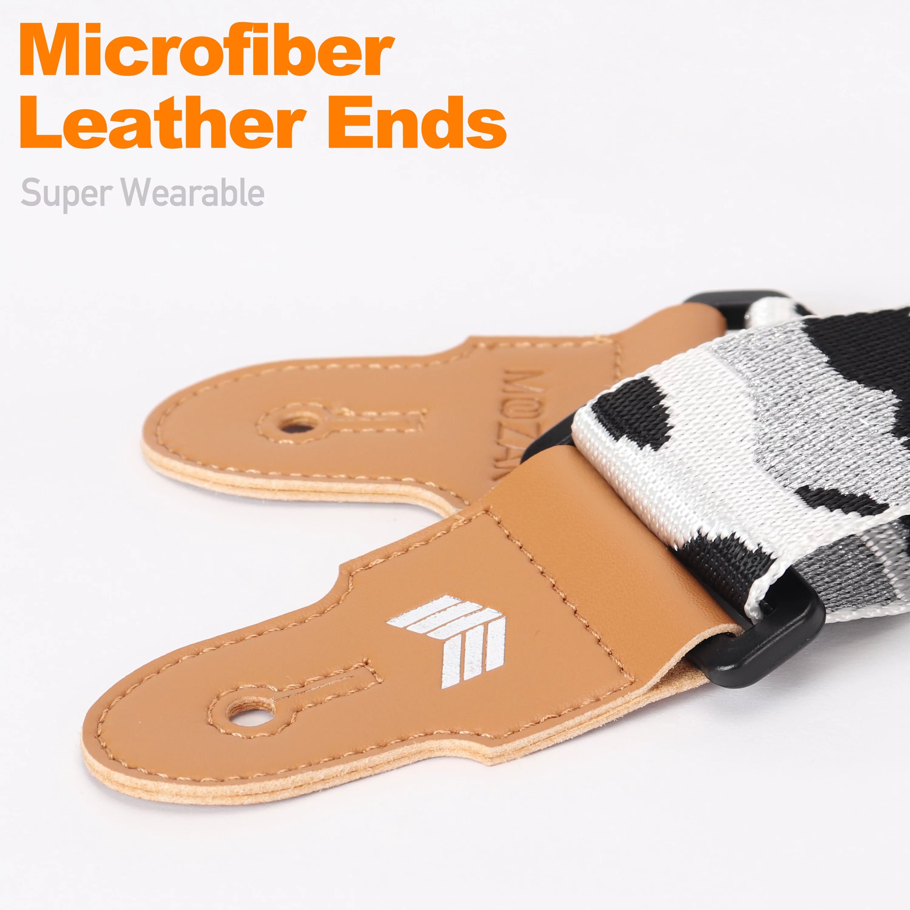 MOOZAK Guitar Strap Set Including 2 Strap Locks, 3 Picks and 1 Strap Headstock Tie (Black White) - Curated Treasures Market