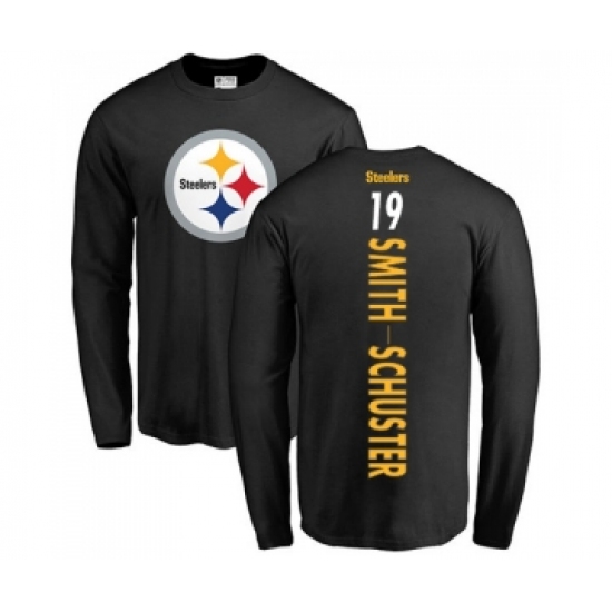 Football Pittsburgh Steelers #19 JuJu Smith-Schuster Black Backer Long Sleeve T-Shirt