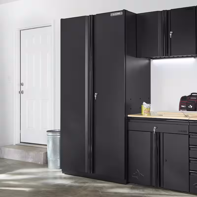 Extra Wide Heavy Duty Welded 20-Gauge Steel Freestanding Garage Cabinet in Black (42 in. W x 82 in. H x 24.6 in. D)