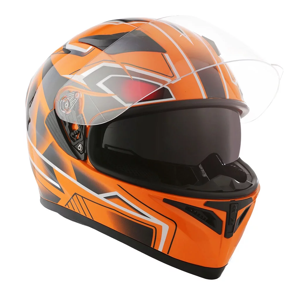 1Storm Motorcycle Full Face Helmet Street Bike Dual Visor/Sun Shield N-HJK316 Panther Orange - Curated Treasures Market