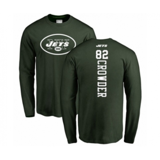 Football New York Jets #82 Jamison Crowder Green Backer Long Sleeve T-Shirt