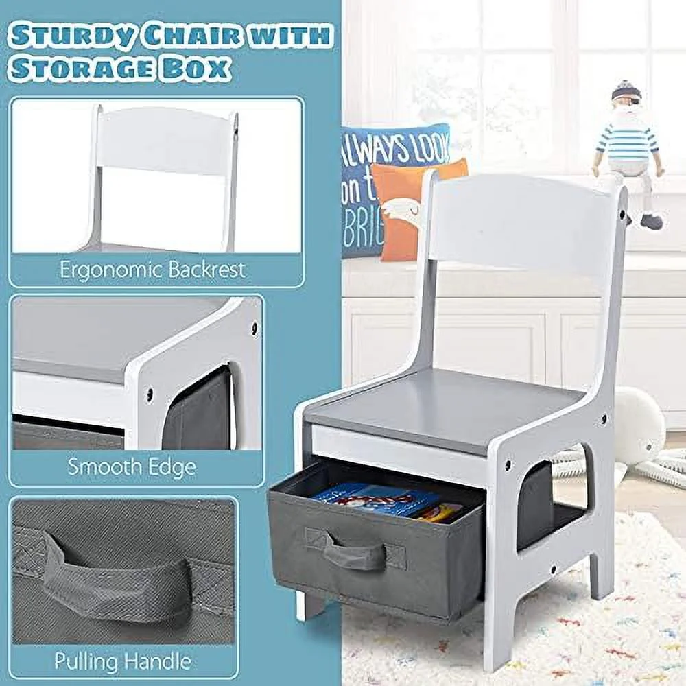 JYHOME Table & Chair Set  3 in 1 Children Activity Desk Sets with  Drawer  Detachable Blackboard  Multifunctional Toddlers Entertainment Set Ideal for Painting  Reading & Writing - Curated Treasures Market