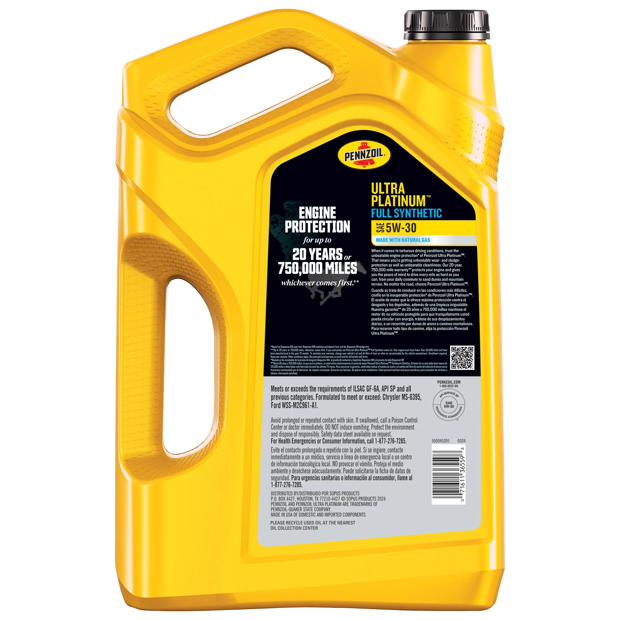 Pennzoil Ultra Platinum 5W-30 Full Synthetic Motor Oil, 5 Quart
