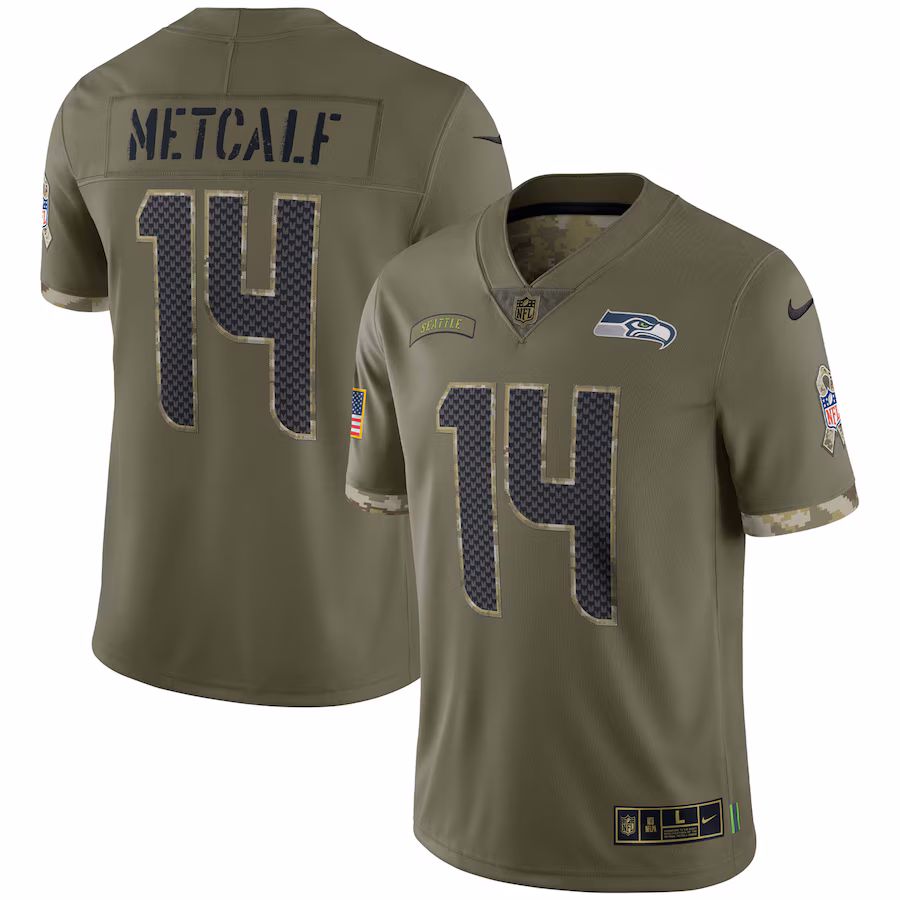 Men's Seattle Seahawks DK Metcalf Nike Olive Salute To Service Limited Jersey