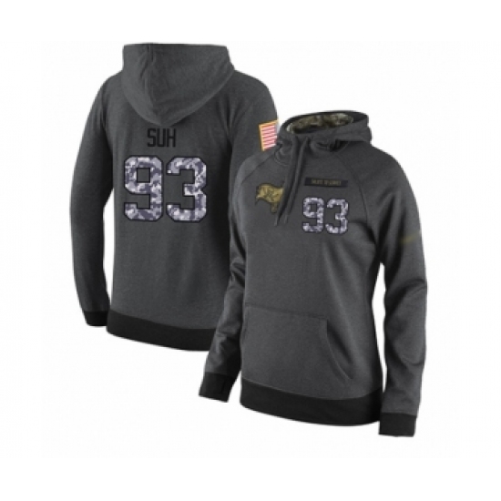 Football Women's Tampa Bay Buccaneers #93 Ndamukong Suh Stitched Black Anthracite Salute to Service Player Performance Hoodie