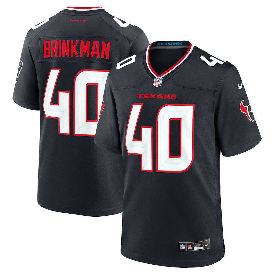 Men's Houston Texans Austin Brinkman Nike Navy Team Game Jersey