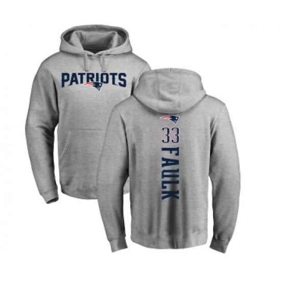Football New England Patriots #33 Kevin Faulk Ash Backer Pullover Hoodie