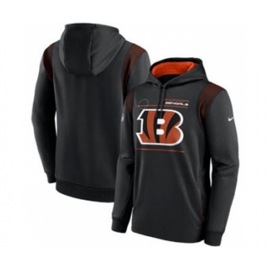 Men's Cincinnati Bengals 2021 Black Sideline Logo Performance Pullover Hoodie