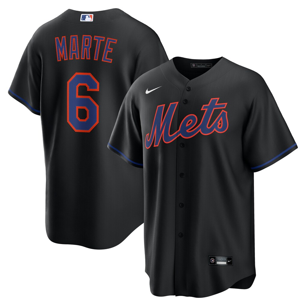 Men's  New York Mets Starling Marte Nike Black Alternate Replica Jersey