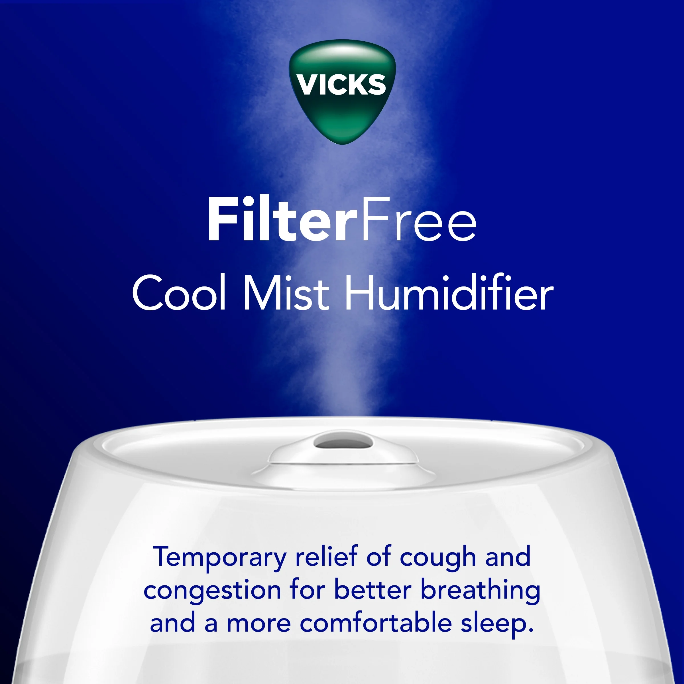 Vicks Filter Free Cool Mist Humidifier, White, VUL545