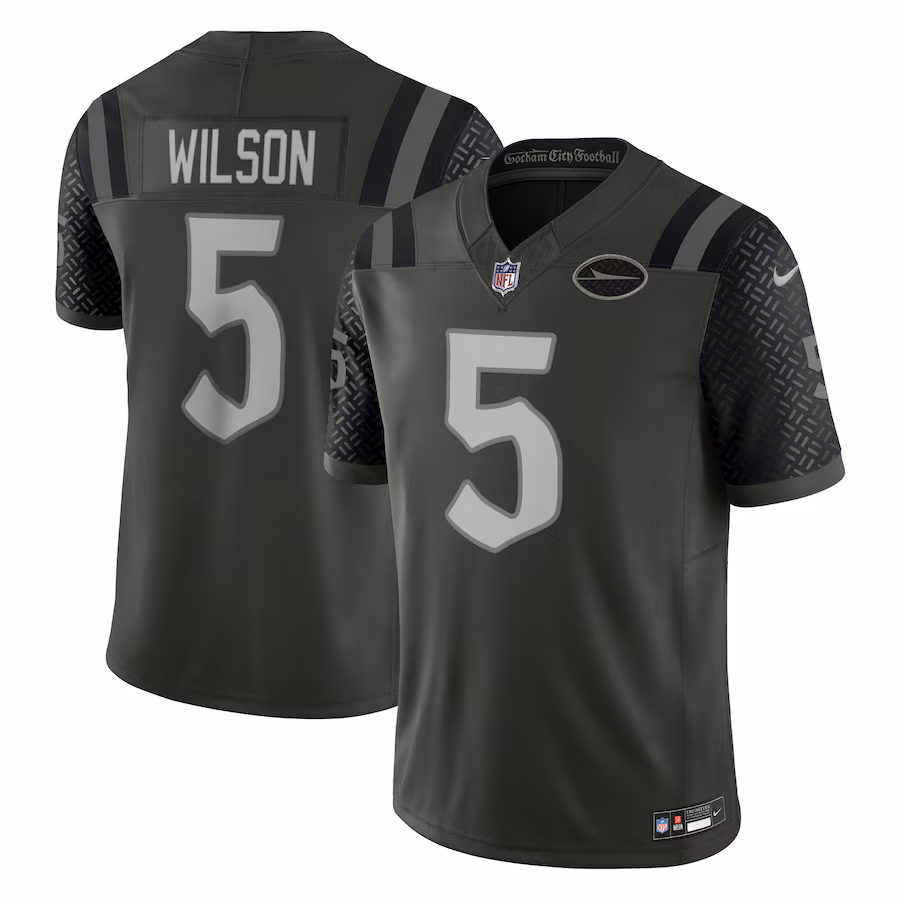 Men's New York Jets Garrett Wilson Nike Gotham Green 2025 Rivalries Collection Limited Jersey