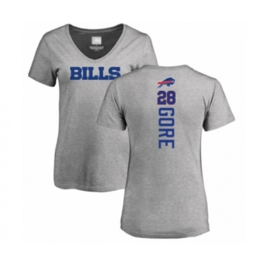 Football Women's Buffalo Bills #28 Frank Gore Ash Backer V-Neck T-Shirt
