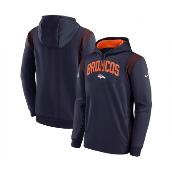 Men's Denver Broncos Navy Sideline Stack Performance Pullover Hoodie