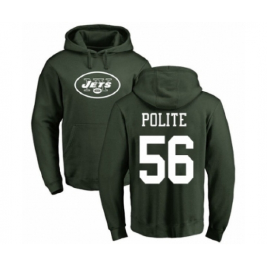 Football New York Jets #56 Jachai Polite Green Name & Number Logo Pullover Hoodie