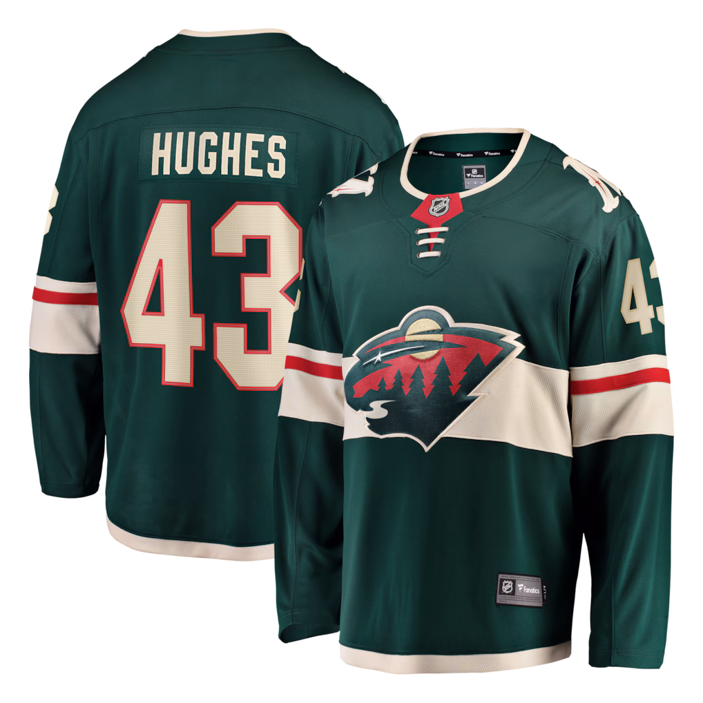 Men's Minnesota Wild Quinn Hughes Fanatics Green Home Breakaway Jersey