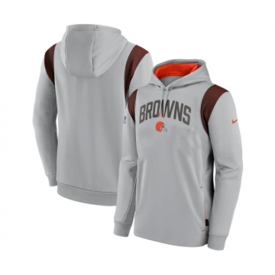 Men's Cleveland Browns Gray Sideline Stack Performance Pullover Hoodie