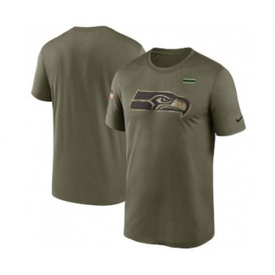 Men's Seattle Seahawks Football Olive 2021 Salute To Service Legend Performance T-Shirt
