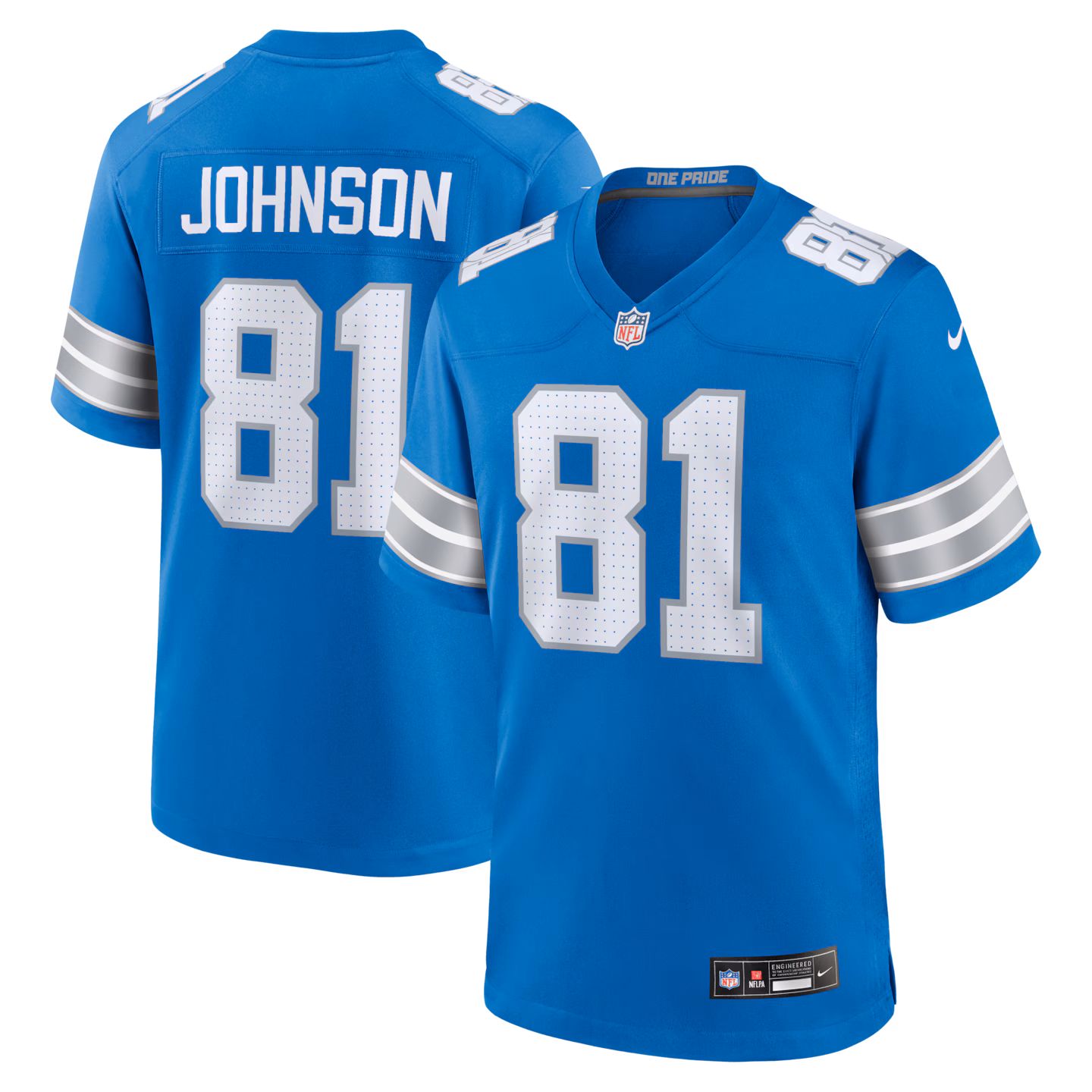 Men's Detroit Lions Calvin Johnson Nike Blue Team Retired Game Jersey