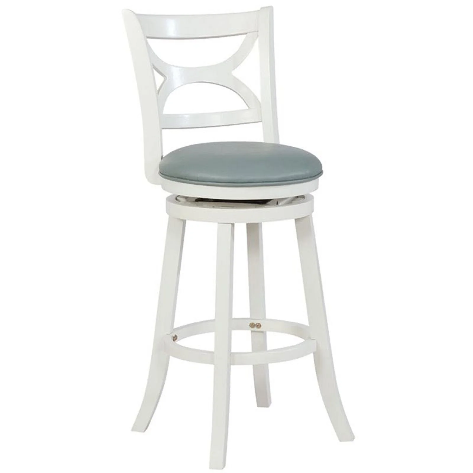 Home Square 3 Piece Swivel Wood Bar Stool Set with PU Seat in Cream - Curated Treasures Market